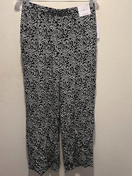 Love Wish Black And White Flowy Slip On Pants Size Large - Picture 1 of 6